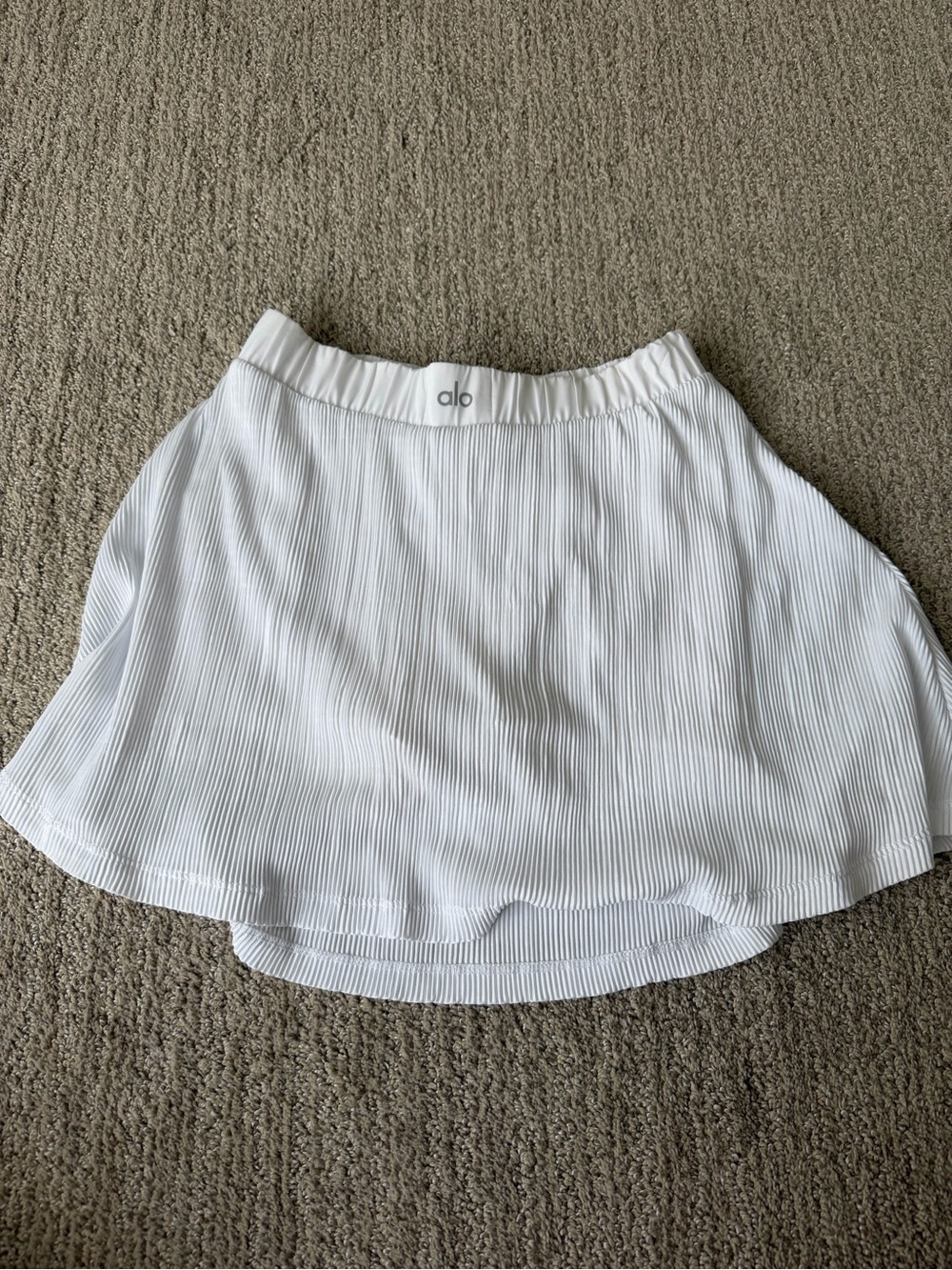 ALO Yoga White Plisse Skater Skirt